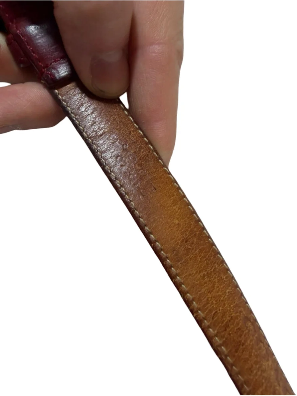 Coach Burgundy Leather Belt Size 38 Oxblood Distressed Vintage Preppy